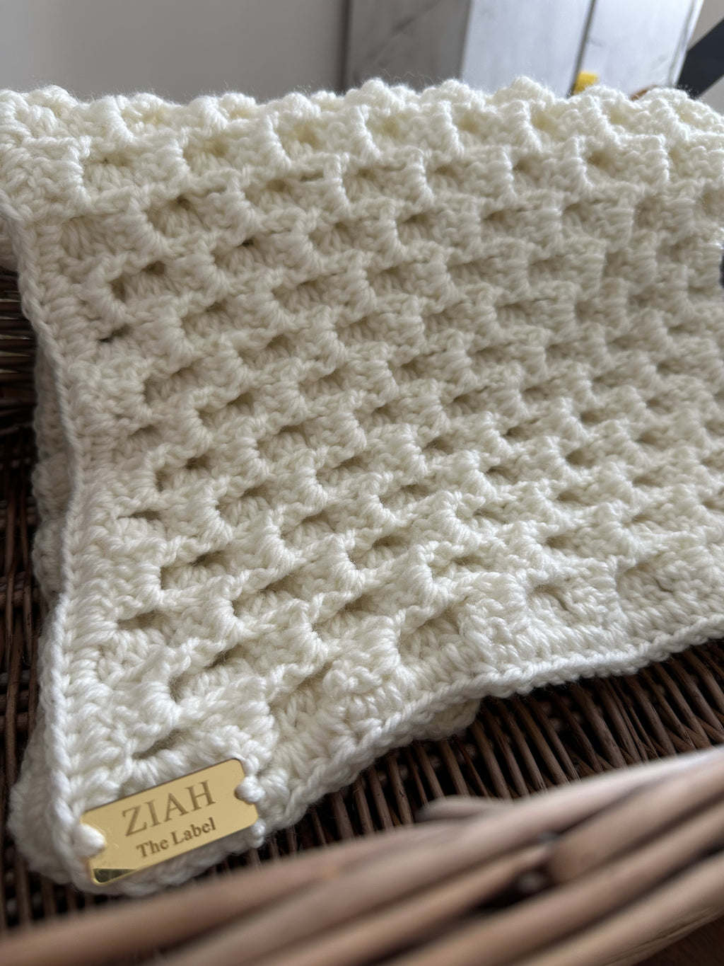 Cream Cloud Collection - The Alpaca Twisted Corner To Corner Ziah Blanket 20” x 30”