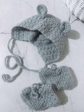 AW1 - Ziah Mohair Bear Bonnet & Booties Grey