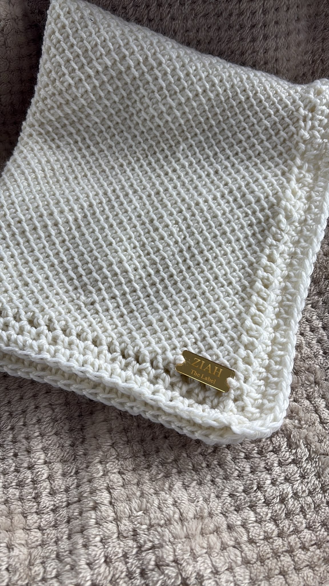 Cream Cloud - Chunky Ziah Tunisian Blanket 26” x 25”