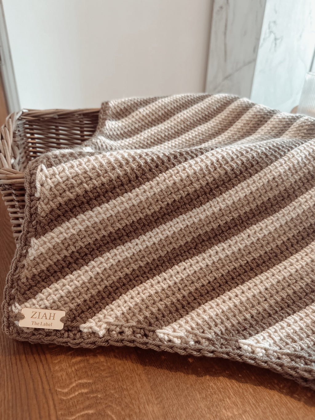 Cream Cloud - Chunky Ziah Tunisian Blanket 26” x 25”