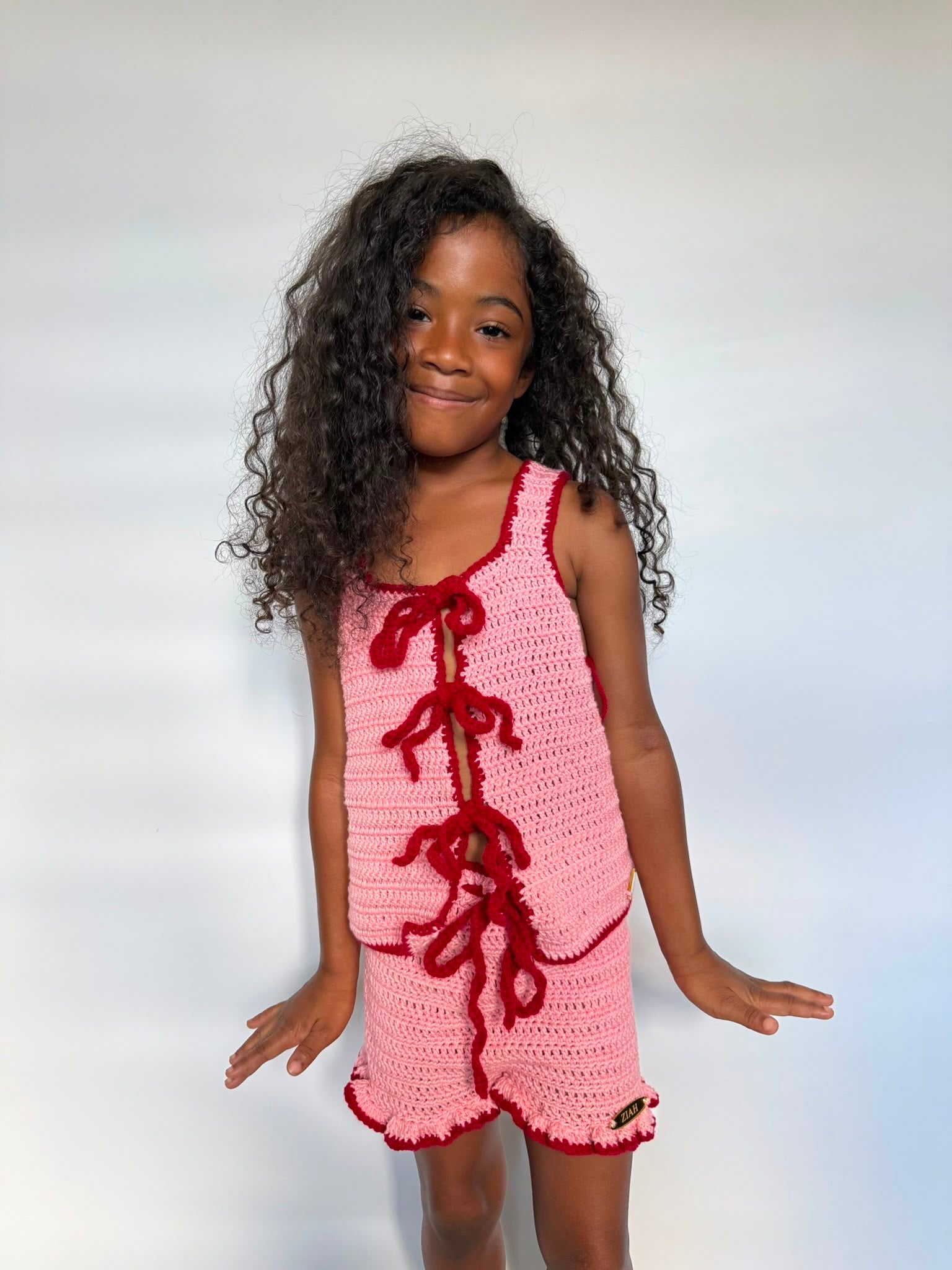 01 - Frills & Floral The Ziah Tie Frilly Hem Short & Top Set