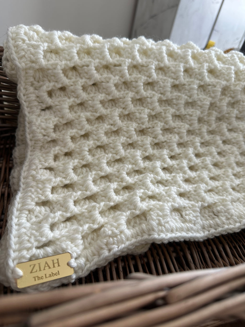 Cream Cloud Collection - The Alpaca Twisted Corner To Corner Ziah Blanket 20” x 30”