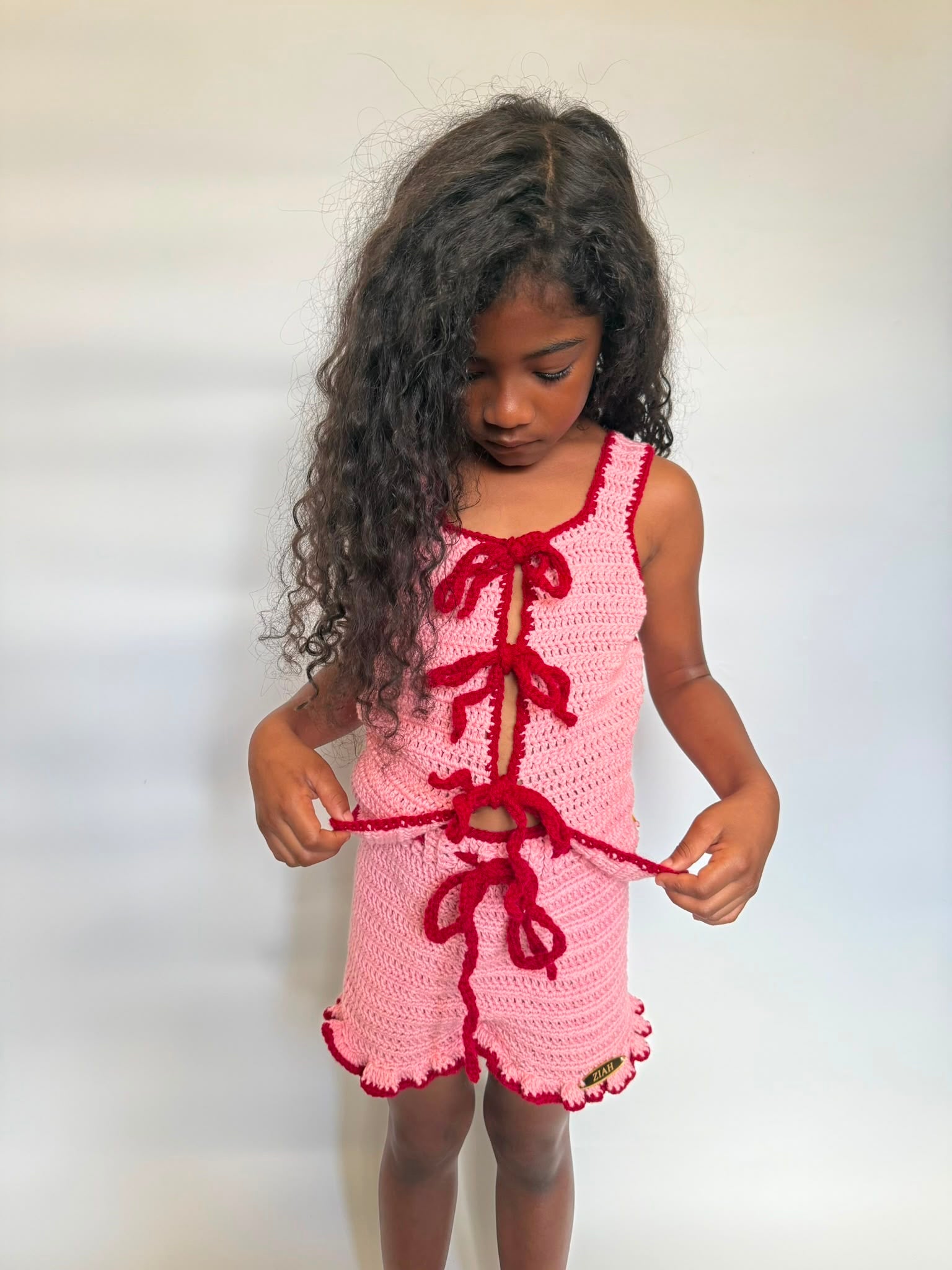 01 - Frills & Floral The Ziah Tie Frilly Hem Short & Top Set